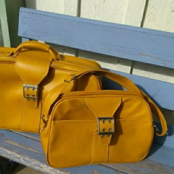 Samsonite Bags Vintage Samsonite Yellow Suitcase Luggage Set Poshmark